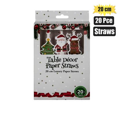 Xmas - Paper Straws 20pc 20cm