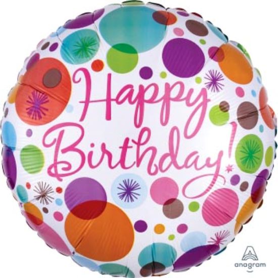 Foil Balloon Happy Birthday Polka Dots