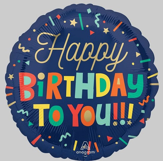 Foil Balloon - Bright Birthday Blocks