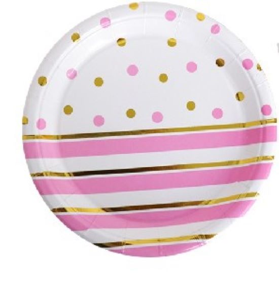 Plates - Stripes &amp; Dots Light Pink (10)