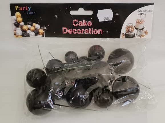 Cake Topper Balls Black 20pc