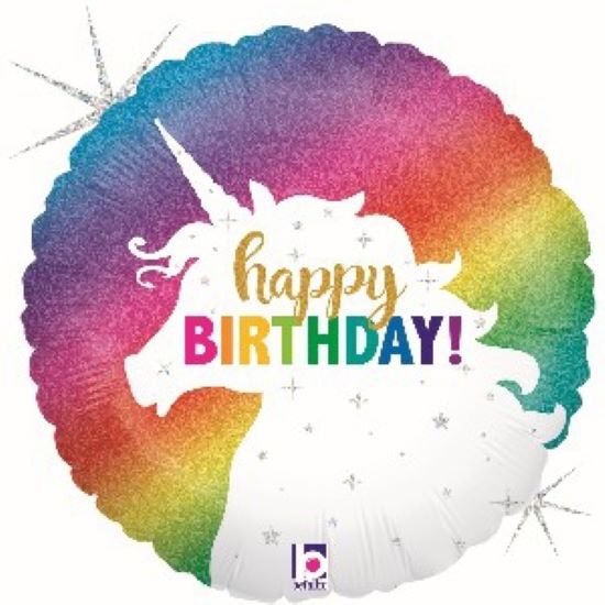 Foil Balloon Happy Birthday Unicorn Glitter