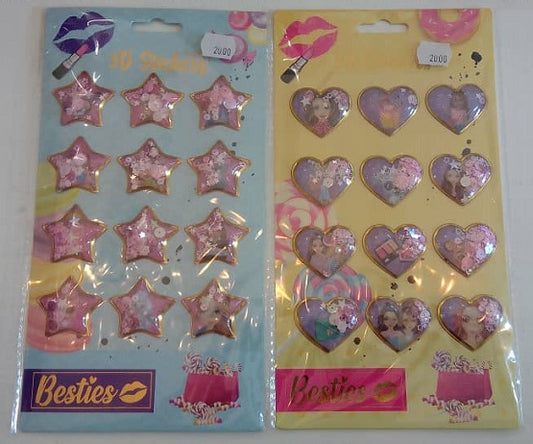 Besties 3D Glitter Stickers