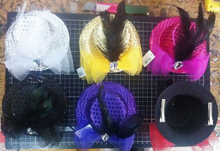 Hat Clip Sequins &amp; Bow &amp; Feather