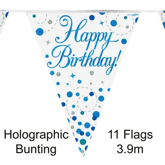 Bunting Sparkling Fizz Blue Happy Bday