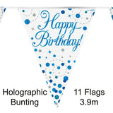 Bunting Sparkling Fizz Blue Happy Bday