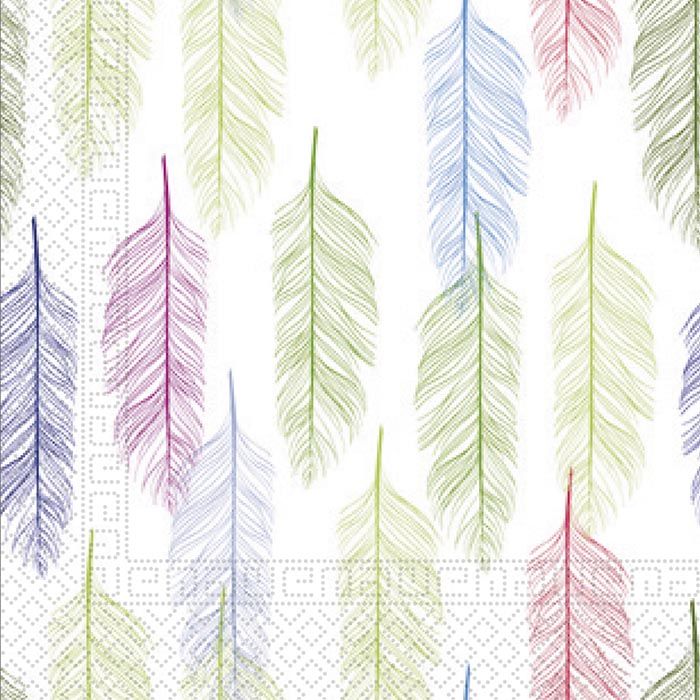 Serviettes - Multicolour Feathers (20)