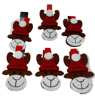 Xmas - Reindeer Felt Pegs 6pc