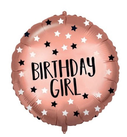 Foil Balloon Birthday Girl Rosegold