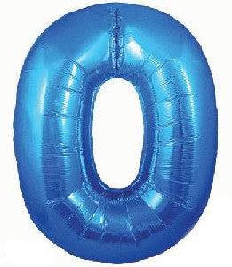 Foil Balloon - SS Number 0 Blue 34 inch