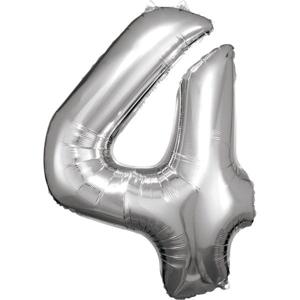 Foil Balloon Super Shape 4 Silver 34inch