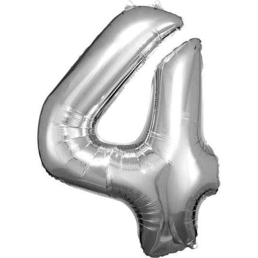 Foil Balloon Super Shape 4 Silver 34inch