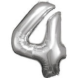 Foil Balloon Super Shape 4 Silver 34inch