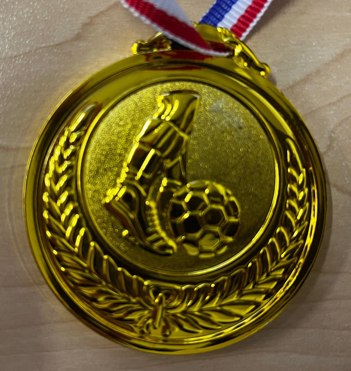 Medal Soccer Plastic 6.3cm on Ribbon
