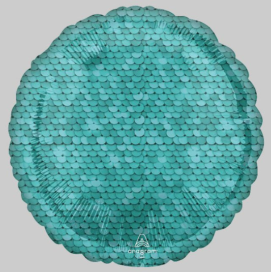 Foil Balloon Ocean Blue Sequins