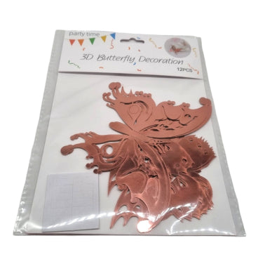 Butterfly Decor 12pc Rosegold