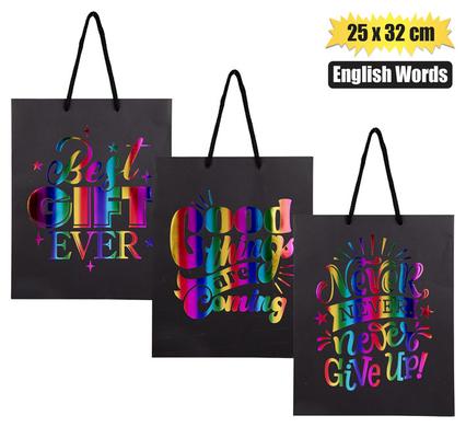 Gift Bag Words Large Black