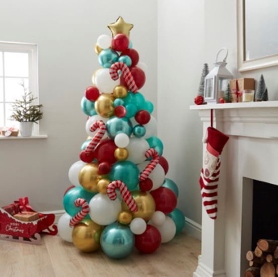 Christmas Candy Cane Balloon Tree
