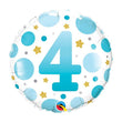 Foil Balloon Age 4 Blue Dots