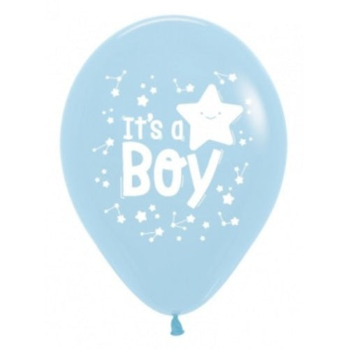 Latex Balloon Its a Boy Star Pastel Blue