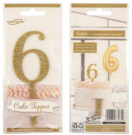 Cake Topper  No.6 Gold