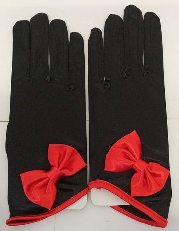 Gloves Red Short 23cm with Bow