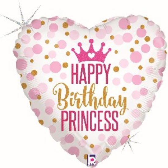 Foil Balloon Princess HeartHappy Birthday