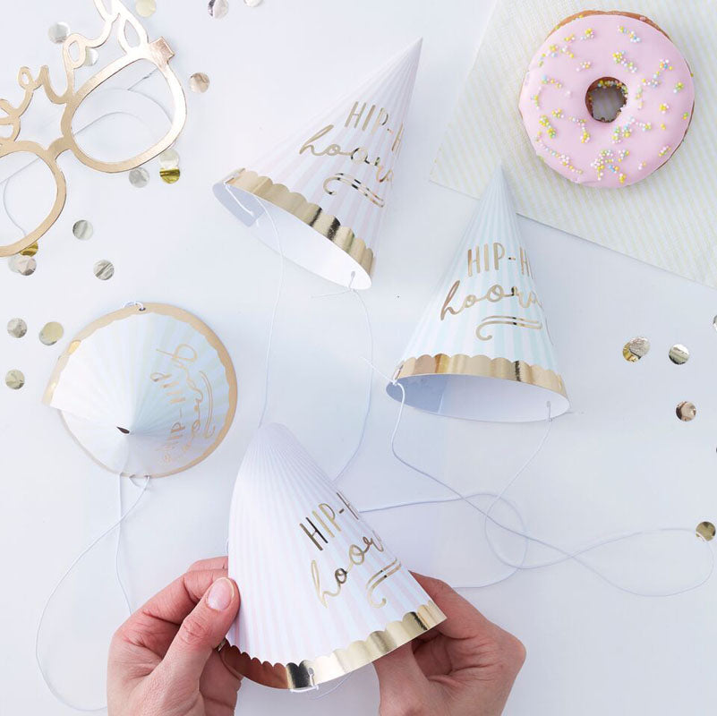 Party Hats - Pastel Gold Foil (6)