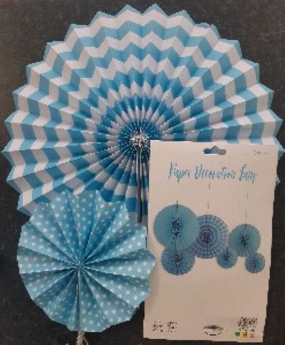 Fan Decoration - Light Blue (6pcs)