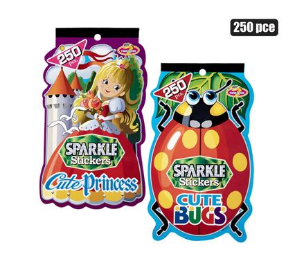 Sticker Book Sparkle 250pc Asstd