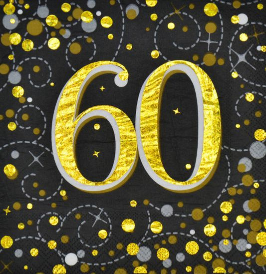 Age60 - Serviettes Sparkl Blck/Gold (16)