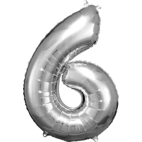 Foil Balloon Super Shape 6 Silver 34inch