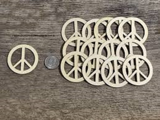 Peace Wood Signs 2cm 10pc