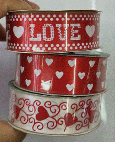 Ribbon - Poly with Hearts assorted 2.5cmx2.7