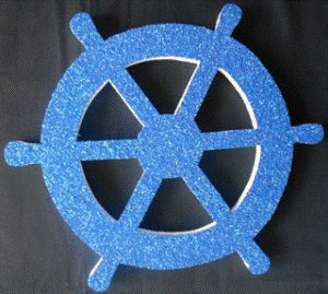 Polystrene Ship Wheel 30cm Glitter Blue