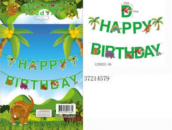 Banner Happy Birthday Dinosaurs