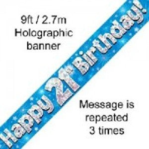 Banner Happy 21st Birthday Blue