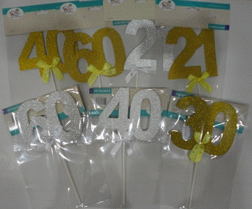 Cake Topper - Ages Glitter assorted