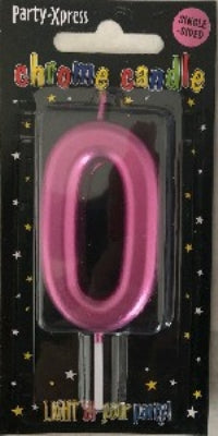 Candle - Numeric 0 Chrome Pink