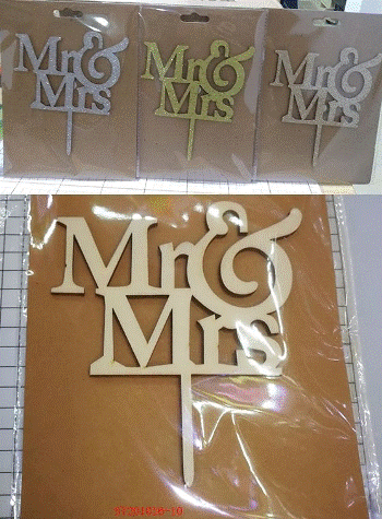 Cake Topper - Mr&amp;Mrs Wood/Glitter assorted