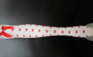 Stockings White with Red Hearts/Bow Thigh High