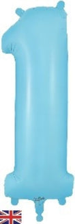 Foil Balloon Super Shape 1 Matte Blue 34inch