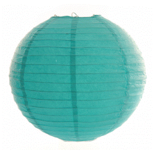 Lantern - Paper Round 20cm Turquoise (3 pack)