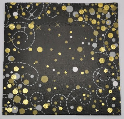 Serviettes - Sparkling Fizz Black/Gold (16)