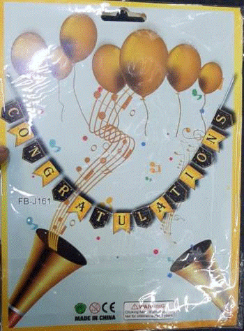 Bunting - Congratulations Black & Gold