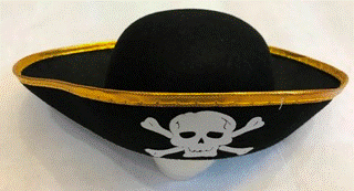 Pirate Hat Black Felt with Gold Trim