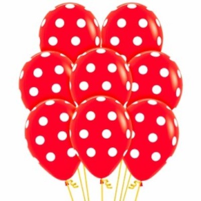 Balloon - Latex Polka White on Red