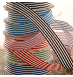 Ribbon - Petersham Stripe Green 25mmx2m