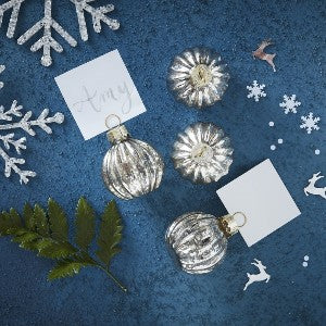Place Card Silver Bauble (6)