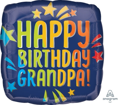 Foil Balloon Happy Birthday Grandpa Blue Rainbow